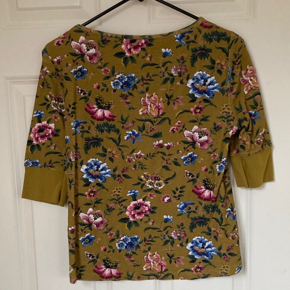 Sundance Floral 3/4 Sleeve Top - Mustard Multicolor - Picture 4 of 4